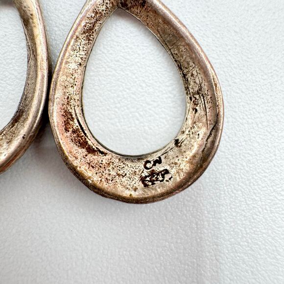 Vintage Marcasite Fleur de Lis 925 CN Sterling Silver Teardrop Earrings Tested - Picture 4 of 10